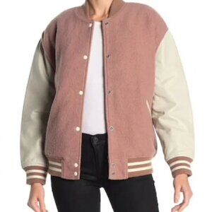 All Saints leather and wool bomber